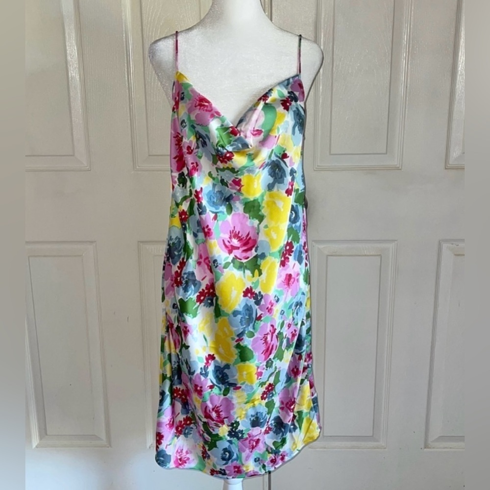 Vero Moda Cowl Neck Floral Satin Mini Dress